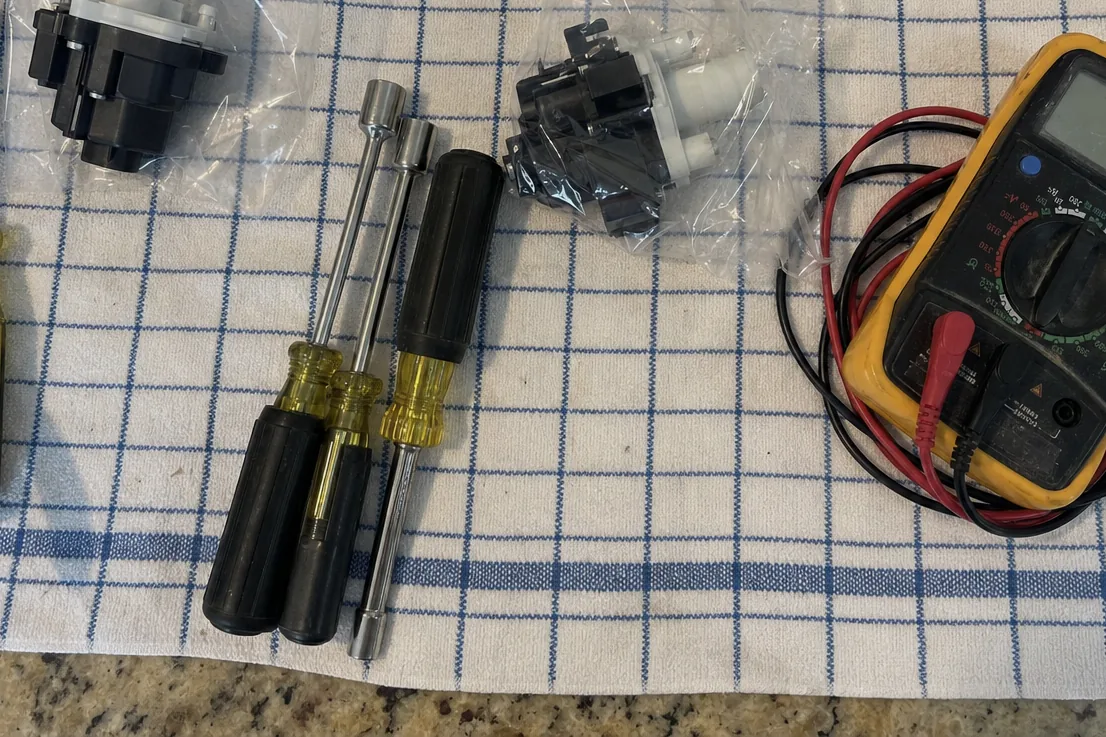Sealed replacement components in their bags, waiting beside the drivers that will fit them